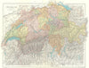 SWITZERLAND. showing railways & cantons.. STANFORD 1906 old antique map chart