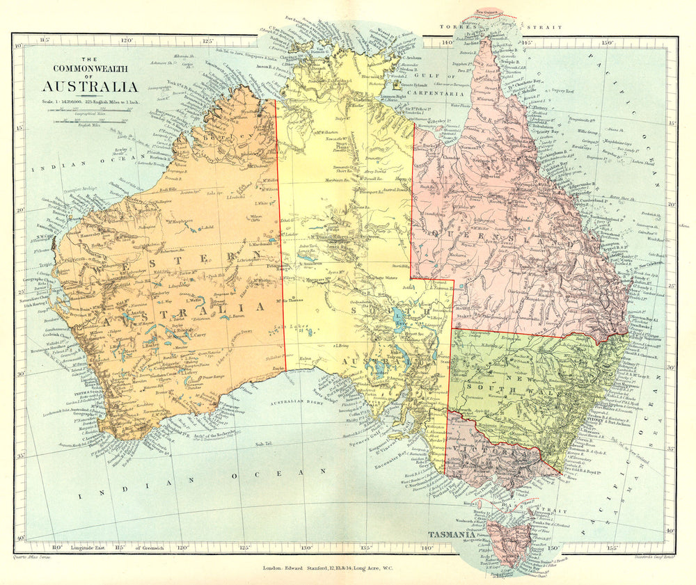 AUSTRALIA. The Commonwealth of Australia. States.. STANFORD 1906 old map