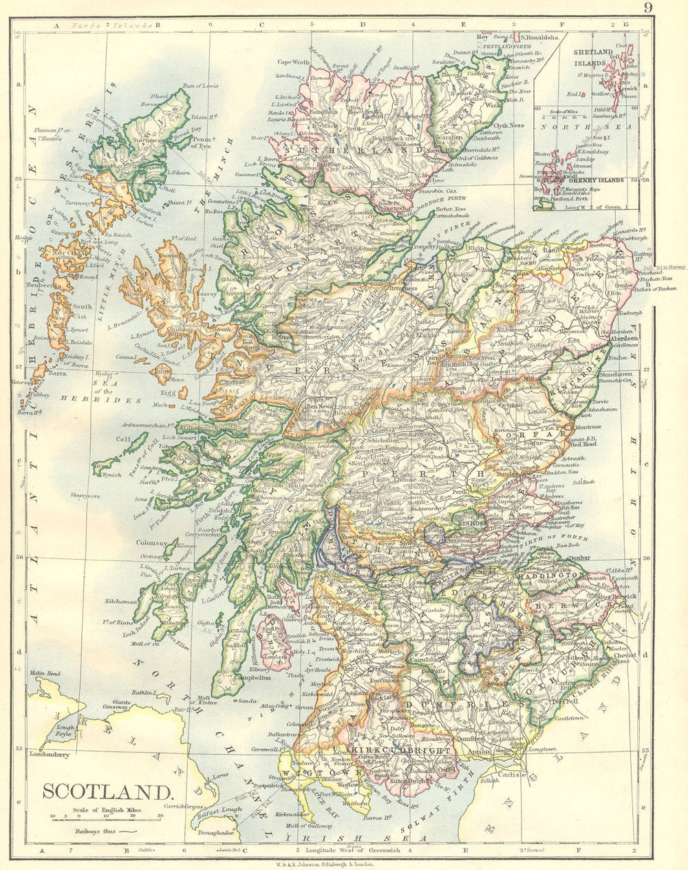SCOTLAND. Scotland; Inset map of Shetland Islands 1897 old antique chart