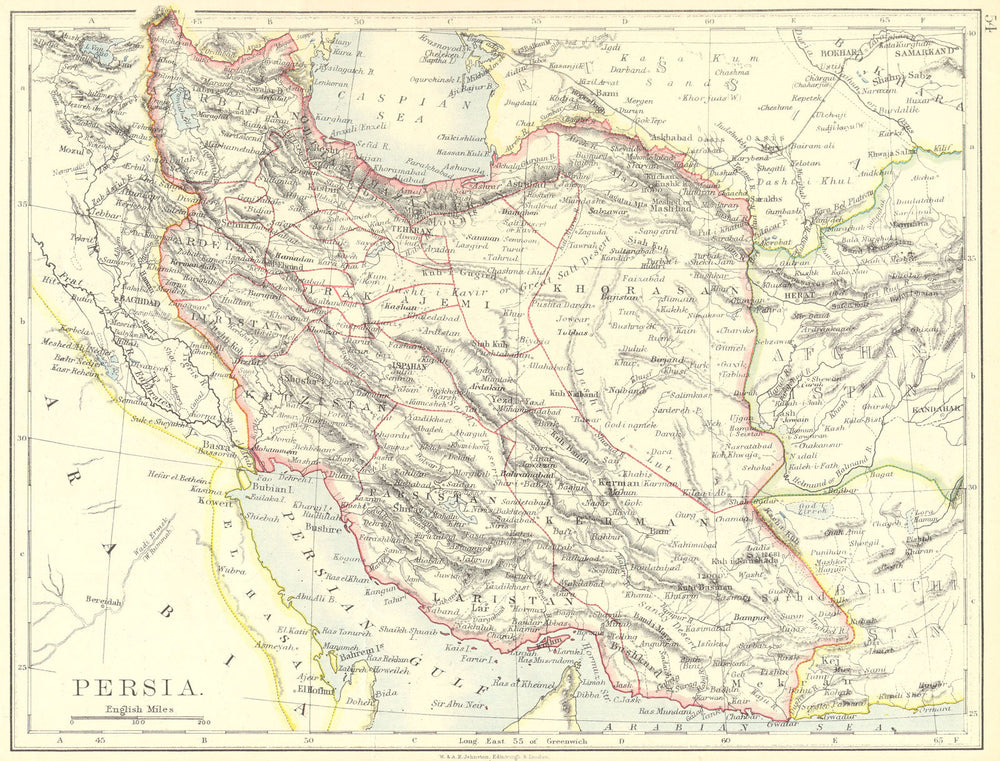 IRAN. Iran Persia 1897 old antique vintage map plan chart