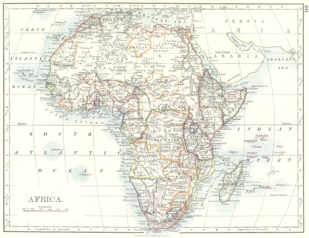 AFRICA. Africa 1897 old antique vintage map plan chart
