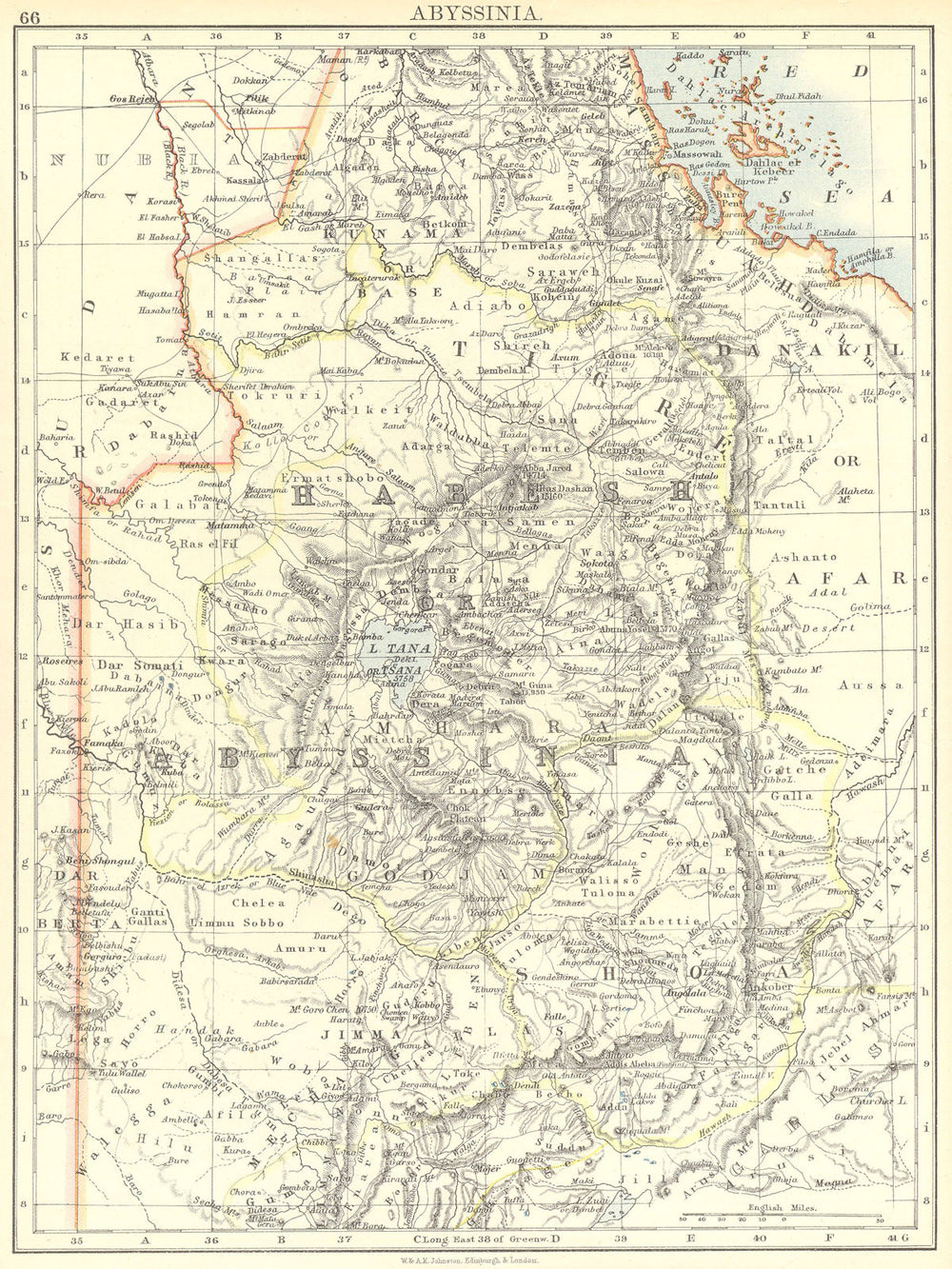 ETHIOPIA. Abyssinia 1897 old antique vintage map plan chart