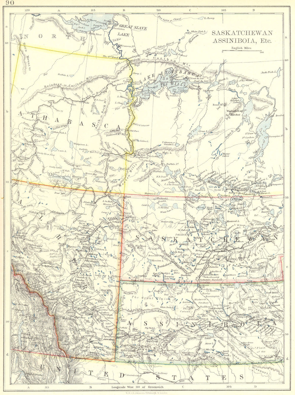 CANADA. Saskatchewan, Assiniboia, Athabasca, Alberta 1897 old antique map