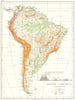 SOUTH AMERICA. South America(Physical) 1897 old antique vintage map plan chart