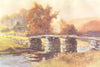 Clapper bridge Postbridge, Dartmoor. Devon. By Ernest Haslehust 1920 old print