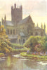 Wells Cathedral from the Springs. Somerset. By Ernest Haslehust 1920 old print