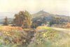 Glastonbury Tor from the plain of Avalon. Somerset. By Ernest Haslehust 1920
