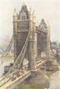 The Tower Bridge. London. By Ernest Haslehust 1920 old antique print picture