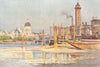 The Thames from below Waterloo Bridge. London. By Ernest Haslehust 1920 print
