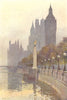Houses of Parliament from the Embankment. London. By Ernest Haslehust 1920