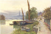 Strand-on-the-green and Kew Bridge. London. By Ernest Haslehust 1920 old print