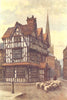 The Black-and-white house, High Town. Hereford. By Ernest Haslehust 1920 print
