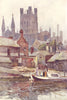 Chester Cathedral from the canal, Chester. Cheshire. By Ernest Haslehust 1920