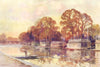 The College Barges and Folly Bridge. Oxford. By Ernest Haslehust 1920 print