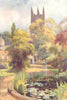 Botanic Gardens and Magdalen Tower. Oxford. By Ernest Haslehust 1920 old print
