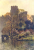 Warwick Castle from the river. Warwickshire. By Ernest Haslehust 1920 print