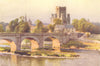 Kelso. The River Tevoit and Abbey Ruins. Scotland. By Ernest Haslehust 1920