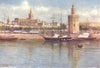 SPAIN. Seville-The Torre del Oro and the Cathedral 1908 old antique print