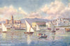 SPAIN. Malaga-The Harbour 1908 old antique vintage print picture