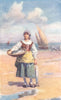 SPAIN. A fisher girl(Coast of Malaga) 1908 old antique vintage print picture