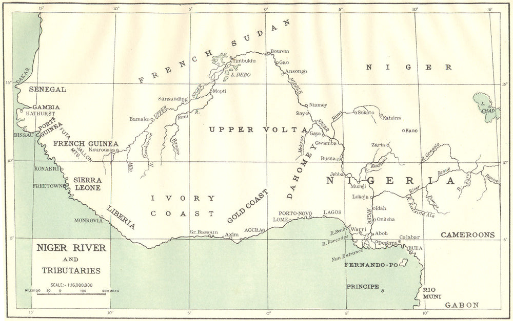 AFRICA. Niger River and Tributaries 1936 old vintage map plan chart