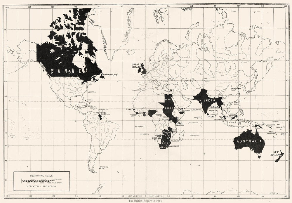 WORLD. The British Empire in 1914 1948 old vintage map plan chart