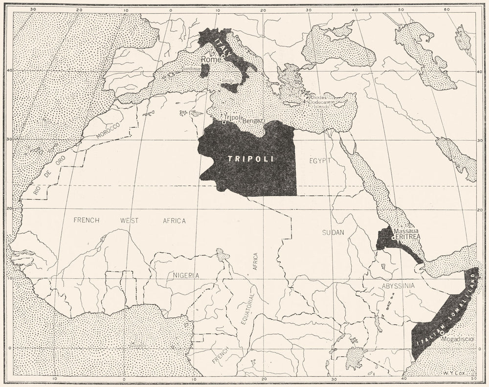 WORLD. The Italian Empire in 1914 1948 old vintage map plan chart