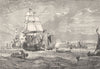 LONDON. East India Company's ships leaving woolwich c1880 old antique print