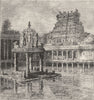 INDIA. Sacred Pool near Thiruchchirapalli c1880 old antique print picture