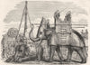 INDIA. Elephant equipped for Battle, with Armour, Howdah, Etc c1880 old print