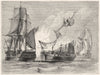 INDIA. Engagement between English and French cruisers c1880 old antique print