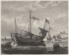 SINGAPORE. View off Singapore-Chinese junk lying at Anchor c1880 old print