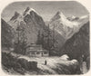 NEPAL. View of a Monastery in the Himalayas c1880 old antique print picture
