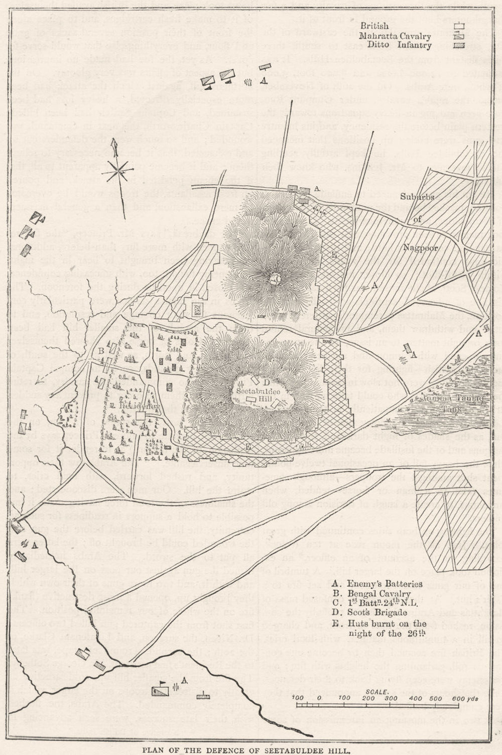 INDIA. Plan of the Defence of Sitabuldi Hill c1880 old antique map chart