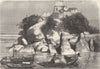 INDIA. View of the sacred Isle of Devinath, on the Ganges c1880 old print