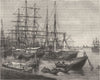 INDIA. View of the Port of Calcutta(Kolkata) c1880 old antique print picture