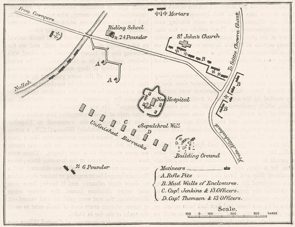 INDIA. Plan of the Entrenchment of Kanpur, June, 1857 c1880 old antique map