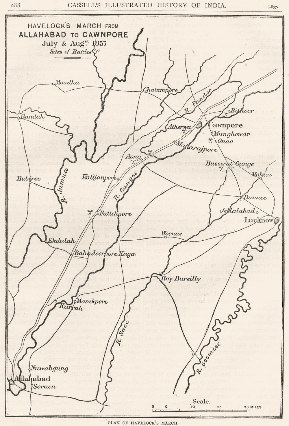 INDIA. Plan of Havelock's March c1880 old antique vintage map chart