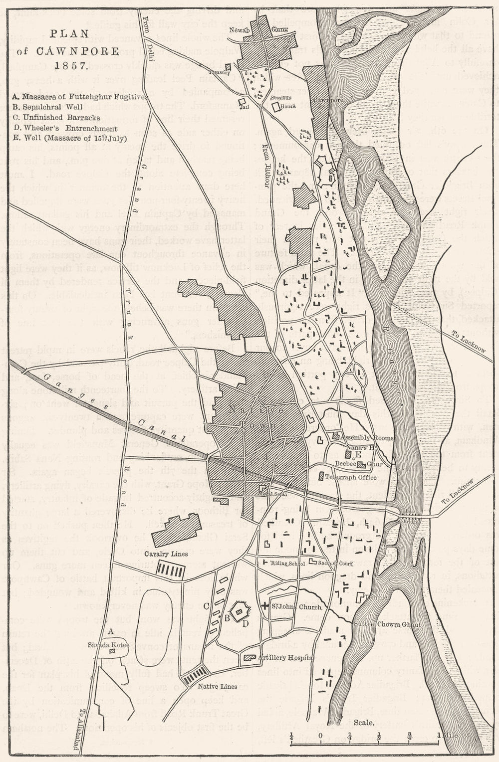 INDIA. Plan of Kanpur c1880 old antique vintage map chart