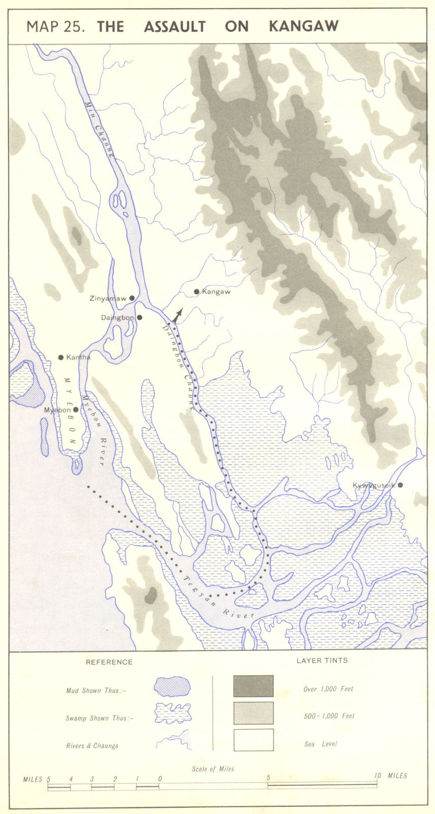 BURMA. December, 1944, and January, 1945. The Assault on Kangaw 1951 old map