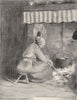 FRANCE. Normandy. An Old-fashioned Hearth 1920 antique print picture