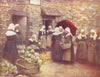 FRANCE. Vegetable market, Brittany 1920 old antique vintage print picture