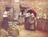 FRANCE. Vegetable market, Brittany 1920 old antique vintage print picture
