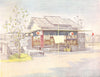 JAPAN. A Tea house, Japan 1920 old antique vintage print picture
