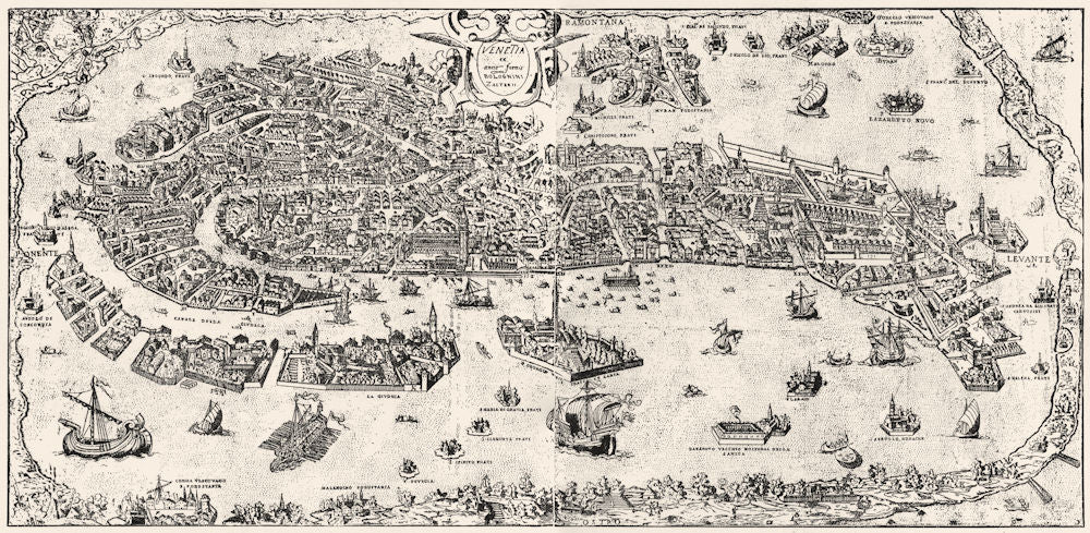VENICE. Venice in the sixteenth century 1930 old vintage map plan chart