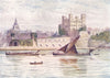 KENT. Rochester Castle and Cathedral from across the Medway 1907 old print