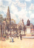 BELGIUM. The Place Verte, Antwerp 1908 old antique vintage print picture