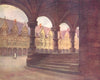 BELGIUM. The Episcopal palace-outer court, Liège 1908 old antique print
