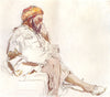 SYRIA. Syrian peasant seated. in profile 1902 old antique print picture