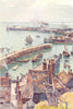 Folkestone Harbour from Eastcliffe. Kent. By Ernest Haslehust 1920 old print